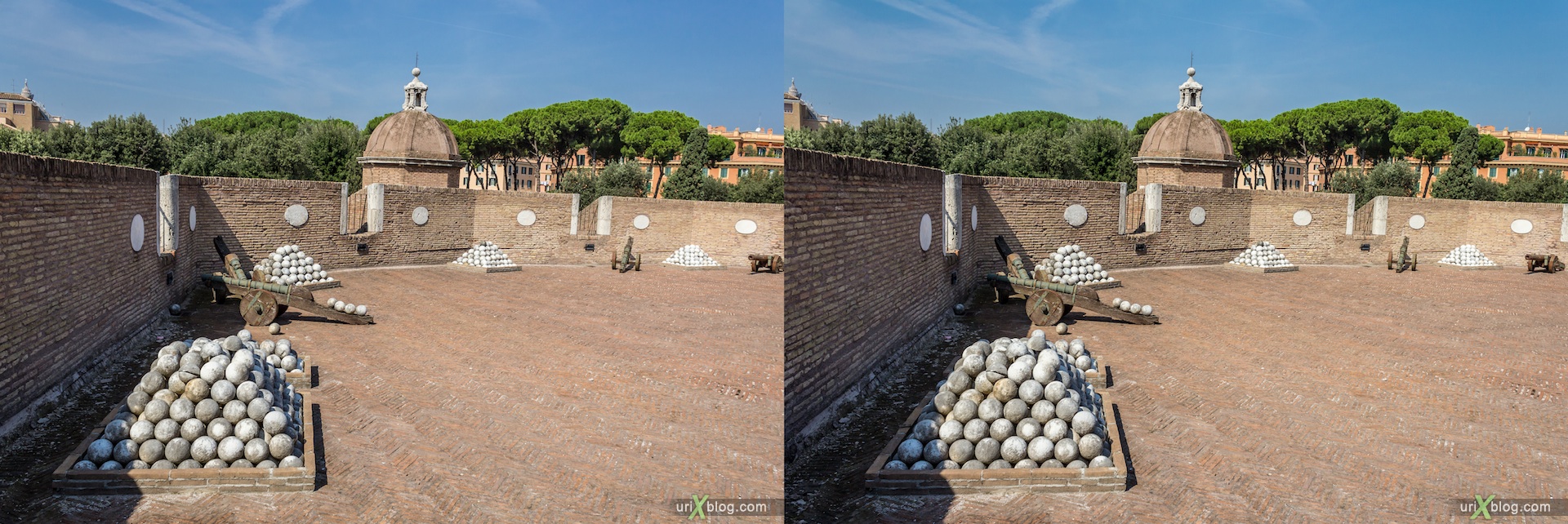 2012, замок Святого Ангела, мавзолей Адриана, Рим, Италия, осень, 3D, перекрёстные стереопары, стерео, стереопара, стереопары
