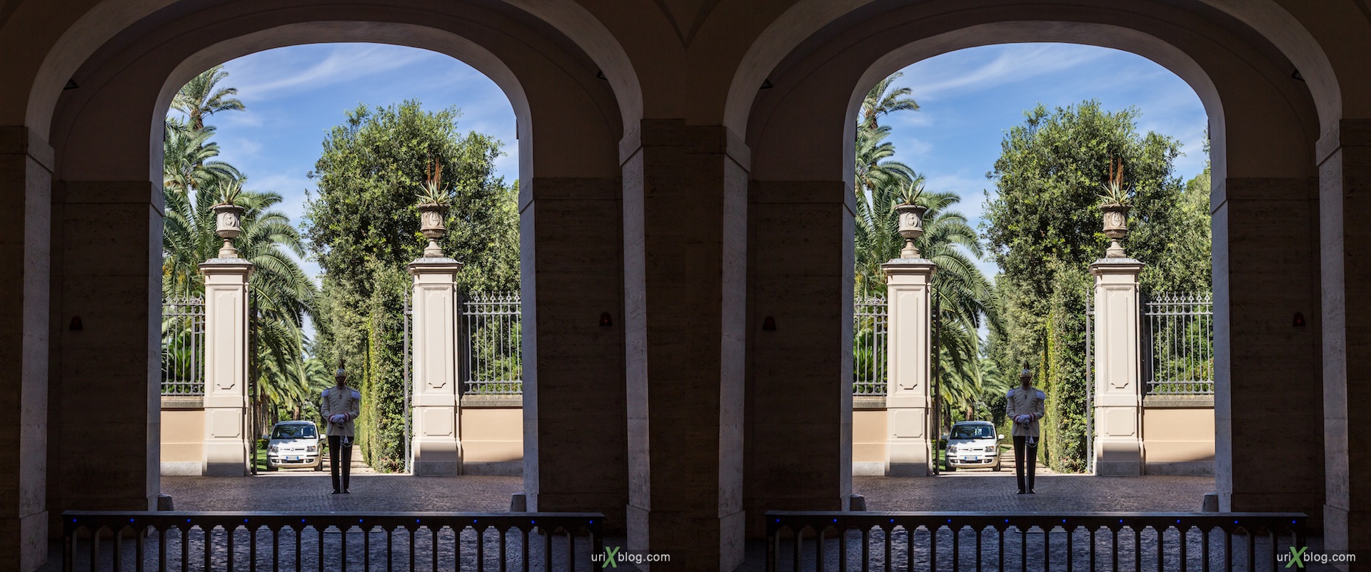 2012, Quirinal Palace, Residence of the President, soldier, Rome, Italy, Europe, 3D, stereo pair, cross-eyed, crossview, cross view stereo pair