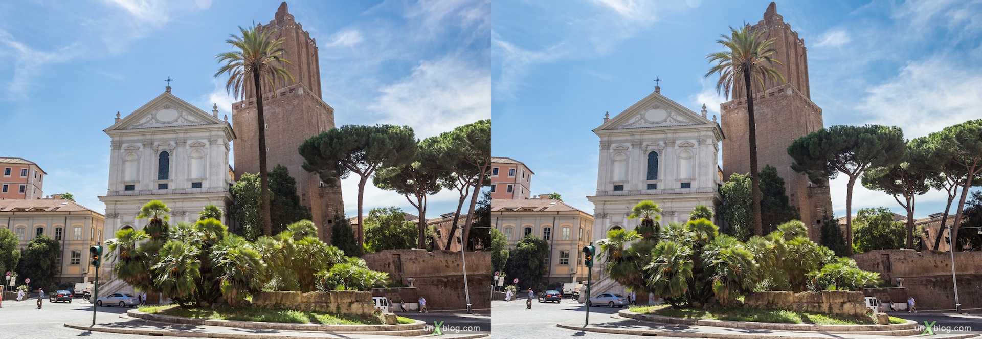 2012, Largo Magnanapoli square, Rome, Italy, Europe, 3D, stereo pair, cross-eyed, crossview, cross view stereo pair