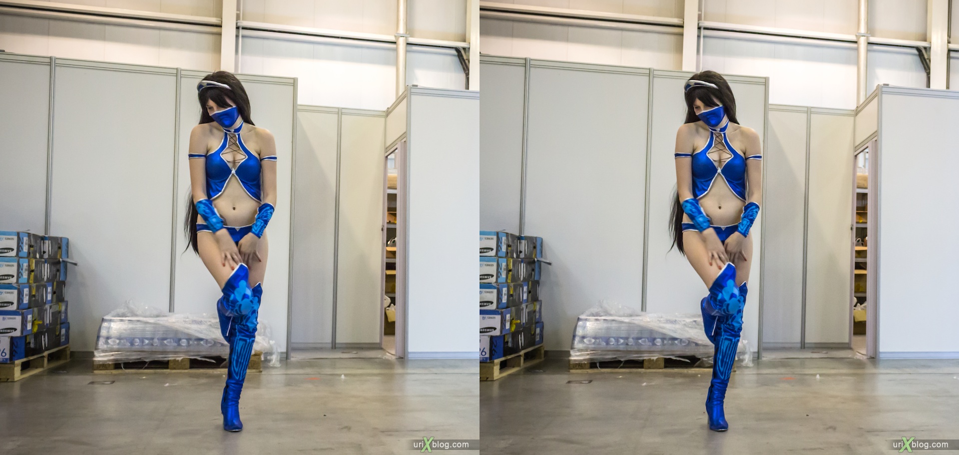 2012, Gameworld 2012 at Moscow, girls, models, Crocus Expo, 3D, stereo pair, cross-eyed, crossview, cross view stereo pair