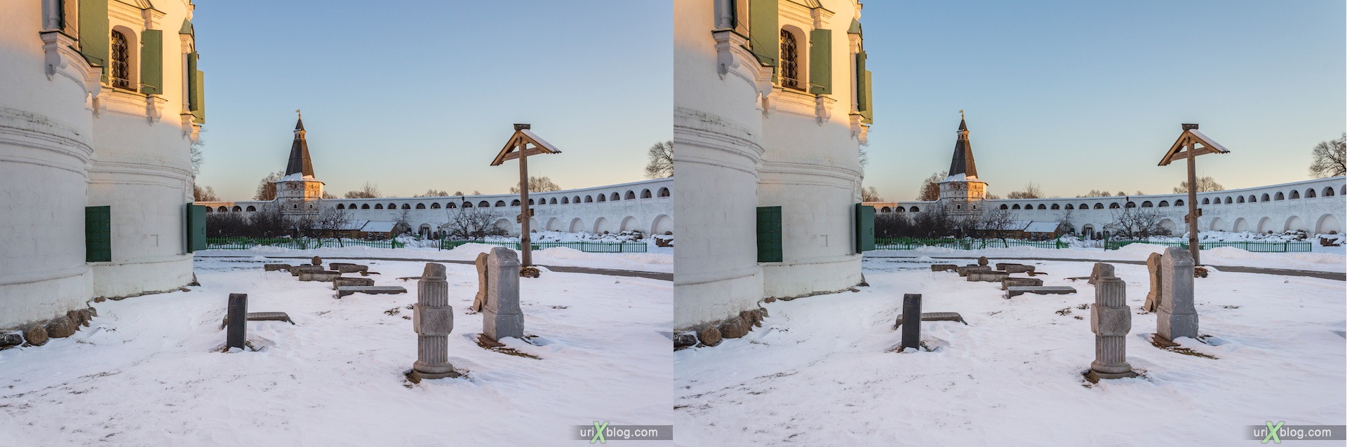 2012, Иосифо-Волоцкий монастырь, Московская область, Россия, зима, снег, утро, мороз, солнце, 3D, перекрёстные стереопары, стерео, стереопара, стереопары