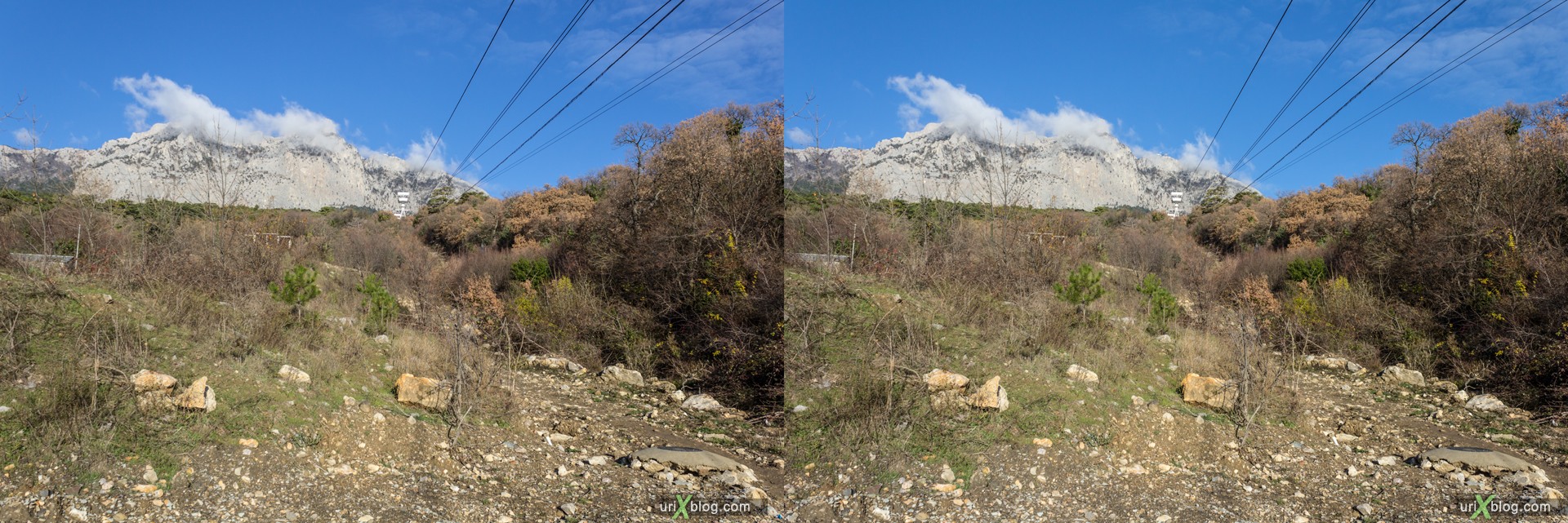 2012, Ai-Petri, mountains, Crimea, Russia, Ukraine, cableway, winter, 3D, stereo pair, cross-eyed, crossview, cross view stereo pair, stereoscopic