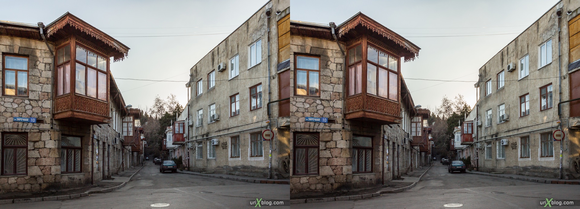 2012, Arkhivnaya street, Yalta, evening, coast city, Crimea, Ukraine, 3D, stereo pair, cross-eyed, crossview, cross view stereo pair, stereoscopic
