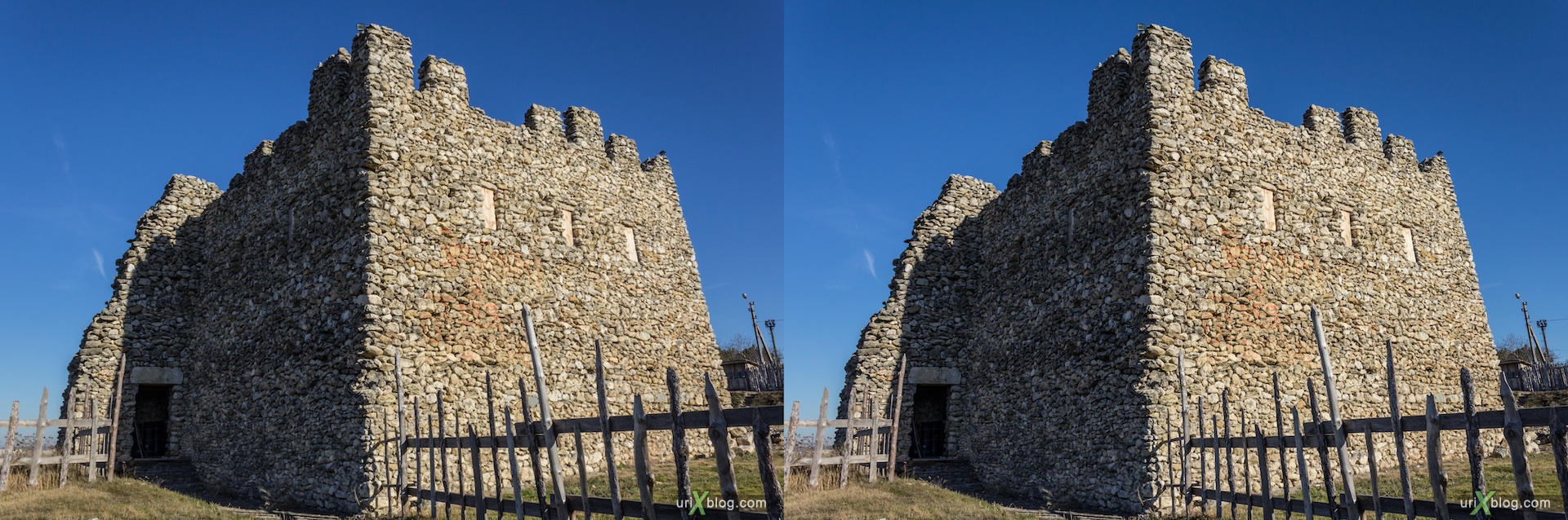 2013, Skiluros tower-mausoleum, Scythian Neapolis, excavations, field, Petrovsky rocks, Simferopol, Crimea, Ukraine, 3D, stereo pair, cross-eyed, crossview, cross view stereo pair