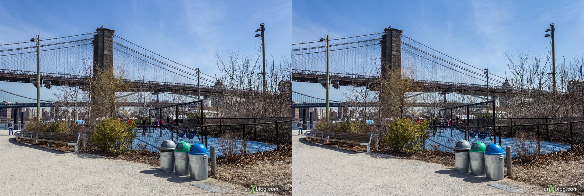 2013, Brooklyn Bridge park, Brooklyn, NYC, New York City, USA, 3D, stereo pair, cross-eyed, crossview, cross view stereo pair, stereoscopic