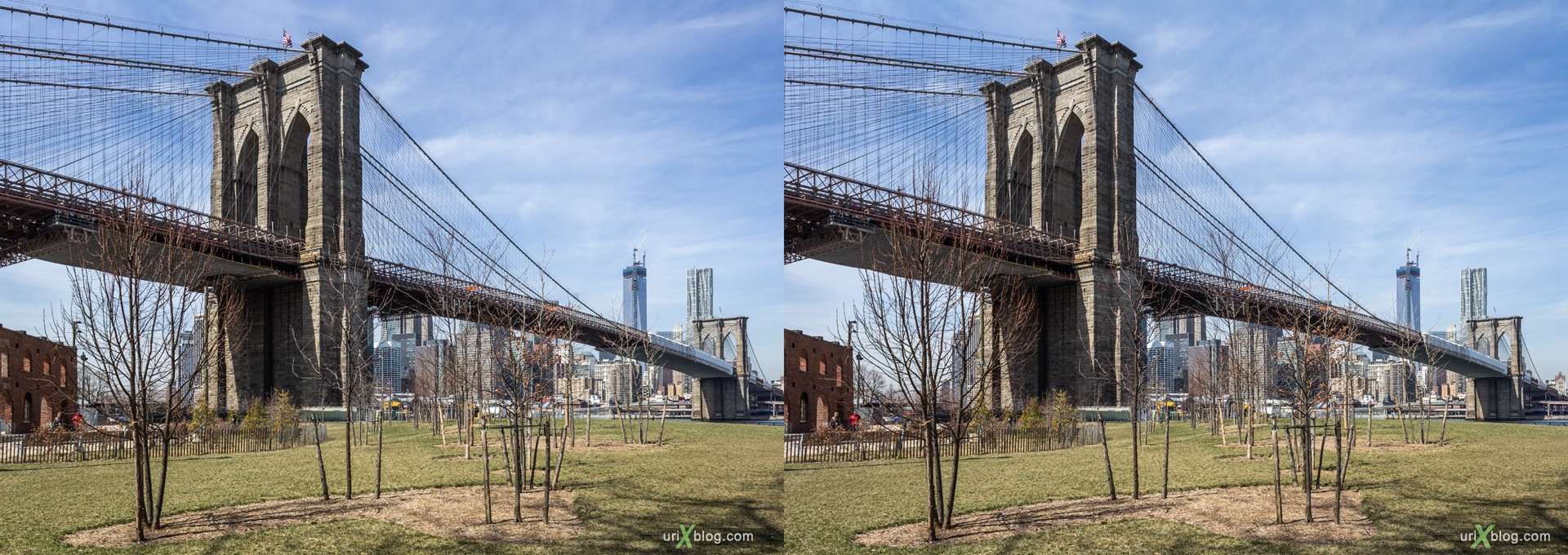 2013, Brooklyn Bridge park, NYC, New York City, USA, 3D, stereo pair, cross-eyed, crossview, cross view stereo pair, stereoscopic