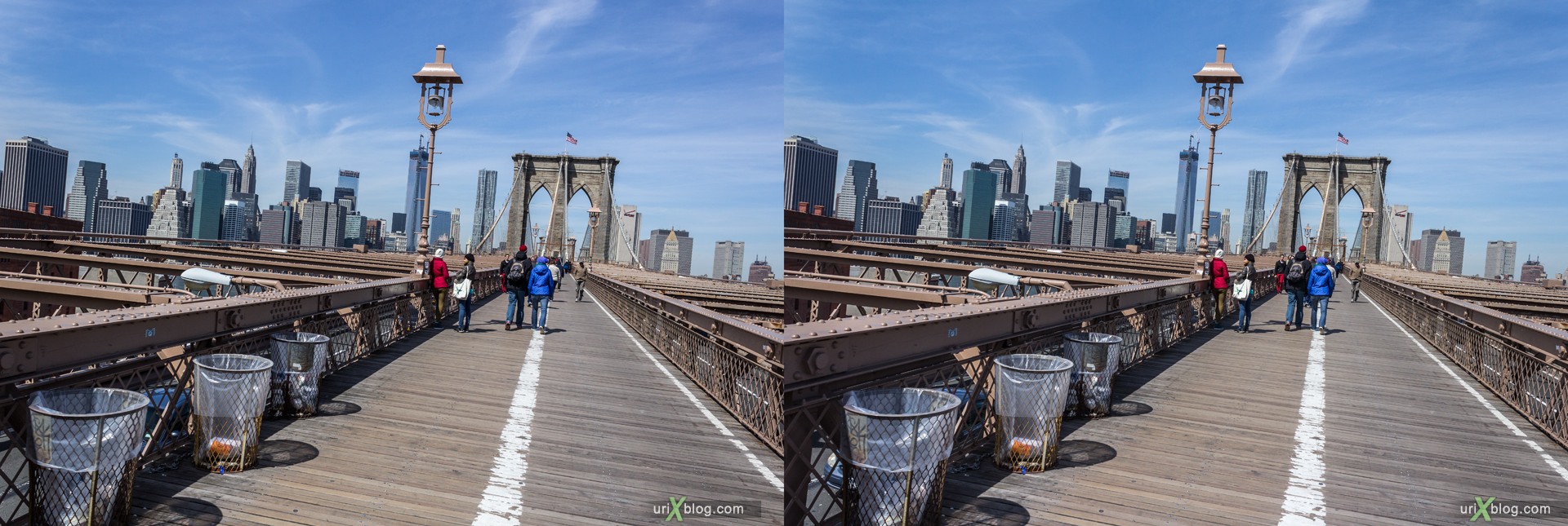 2013, Brooklyn Bridge, NYC, New York City, USA, 3D, stereo pair, cross-eyed, crossview, cross view stereo pair, stereoscopic
