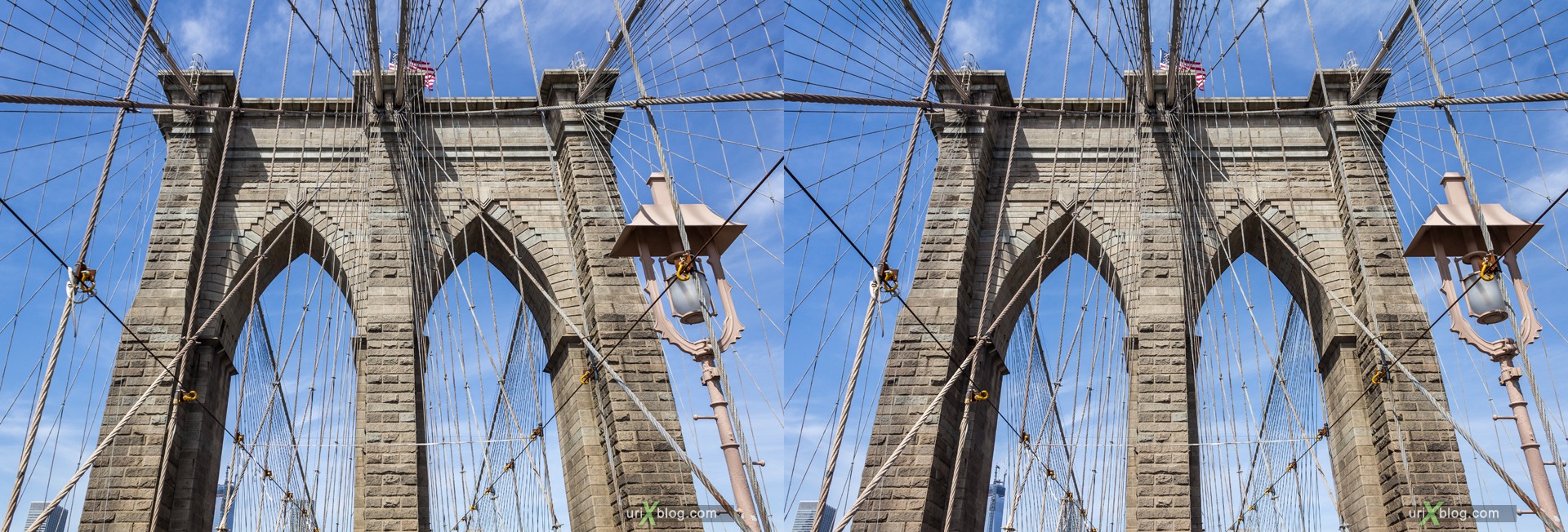 2013, Brooklyn Bridge, NYC, New York City, USA, 3D, stereo pair, cross-eyed, crossview, cross view stereo pair, stereoscopic