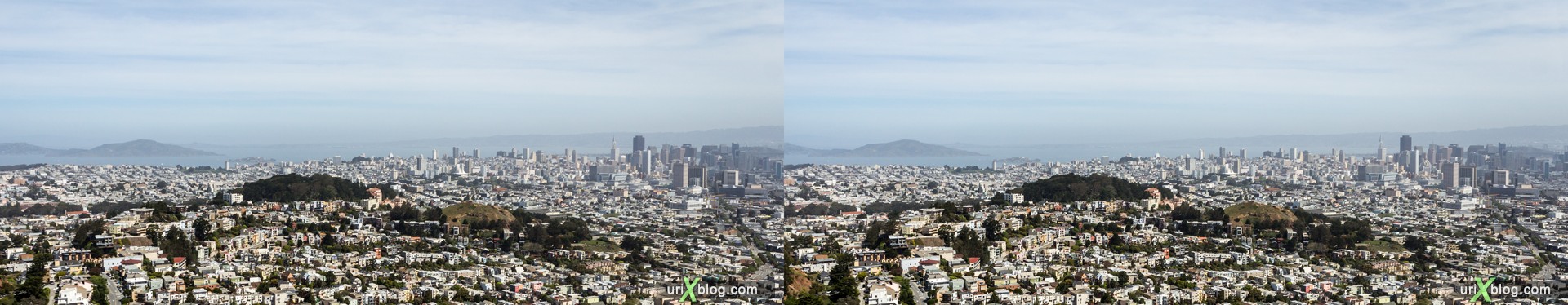 2013, Twin Peaks, San Francisco, USA, 3D, stereo pair, cross-eyed, crossview, cross view stereo pair, stereoscopic