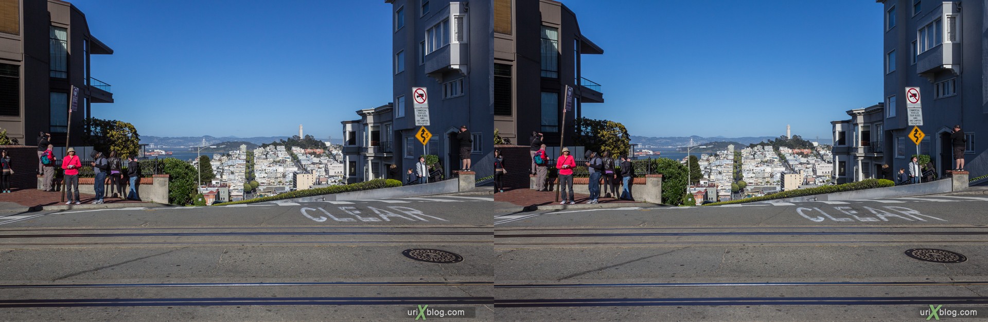 2013, США, Калифорния, Сан Франциско, улица Ломбард, Русский холм, 3D, перекрёстная стереопара, стерео, стереопара