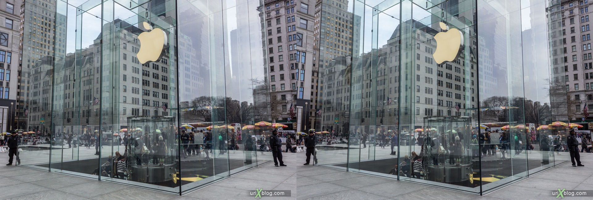 2013, Apple, Apple Store, Fifth Avenue, NYC, New York, USA, 3D, stereo pair, cross-eyed, crossview, cross view stereo pair, stereoscopic