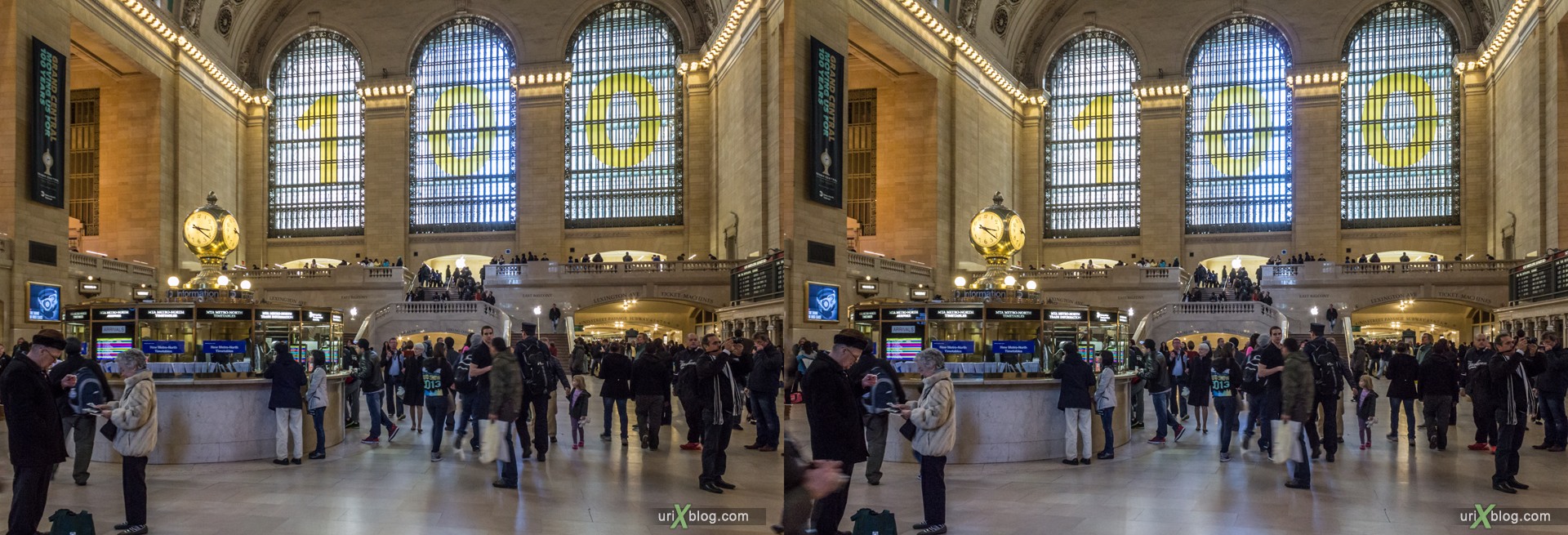 2013, Grand Central Terminal, NYC, New York City, USA, 3D, stereo pair, cross-eyed, crossview, cross view stereo pair, stereoscopic