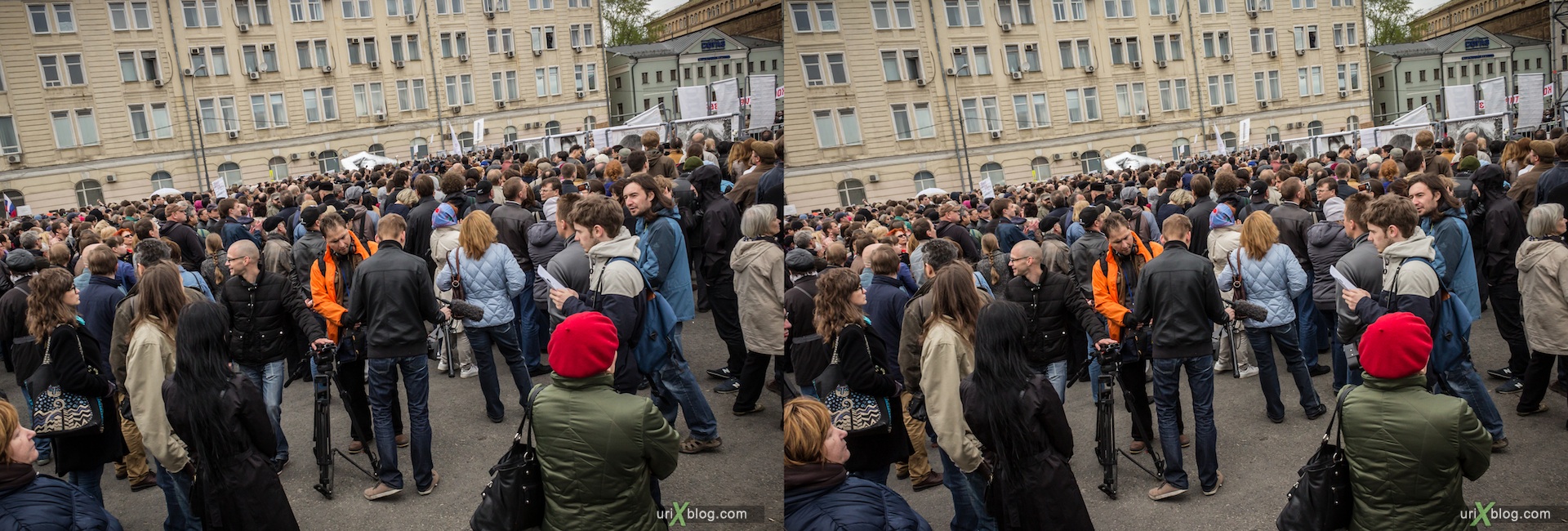 2013, Russia, Moscow, Demonstration, Rally, Meeting, protest, Bolotnaya square, Putin, Navalny, Politics, political prisoners, 3D, stereo pair, cross-eyed, crossview, cross view stereo pair, stereoscopic