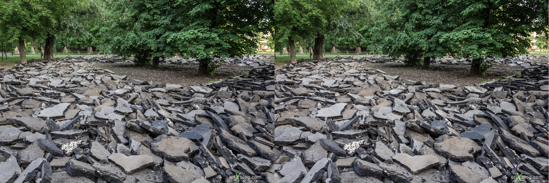 2013, Vojkovskaya, asphalt, park, trees, Moscow, Russia, 3D, stereo pair, cross-eyed, crossview, cross view stereo pair, stereoscopic