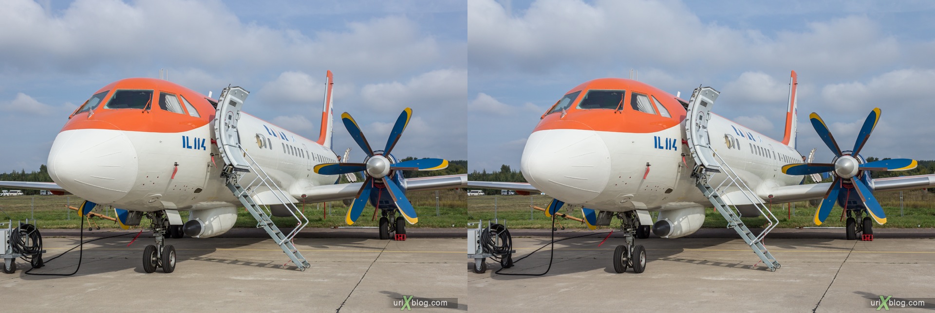 2013, Il-114, MAKS, International Aviation and Space Salon, Russia, Ramenskoye airfield, airplane, 3D, stereo pair, cross-eyed, crossview, cross view stereo pair, stereoscopic