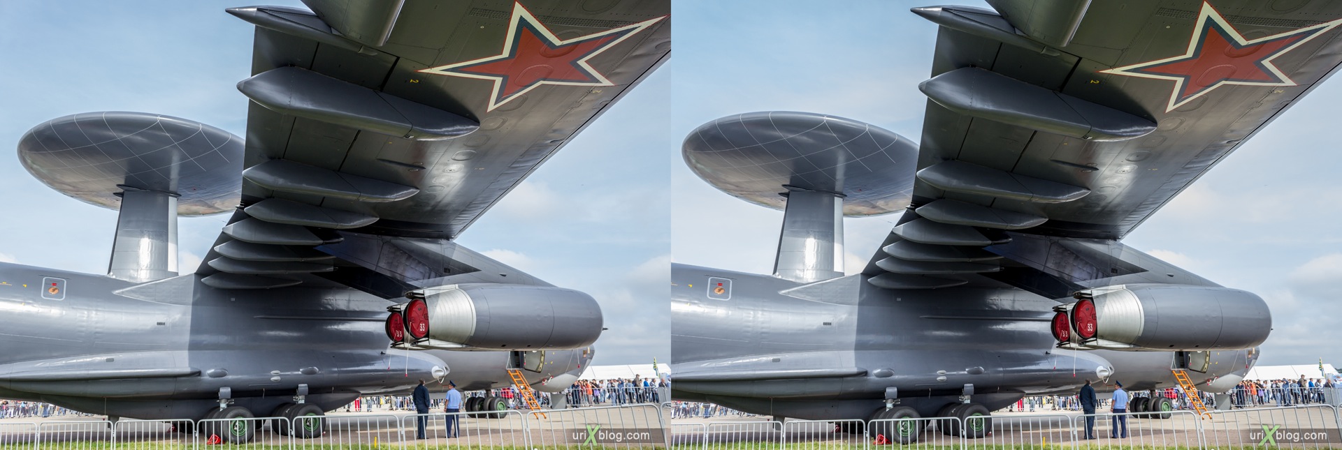 2013, A-50, MAKS, International Aviation and Space Salon, Russia, Ramenskoye airfield, airplane, 3D, stereo pair, cross-eyed, crossview, cross view stereo pair, stereoscopic