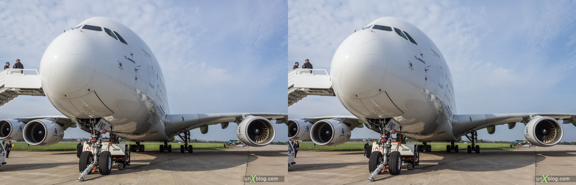 2013, Airbus A-380, MAKS, International Aviation and Space Salon, Russia, Ramenskoye airfield, airplane, 3D, stereo pair, cross-eyed, crossview, cross view stereo pair, stereoscopic