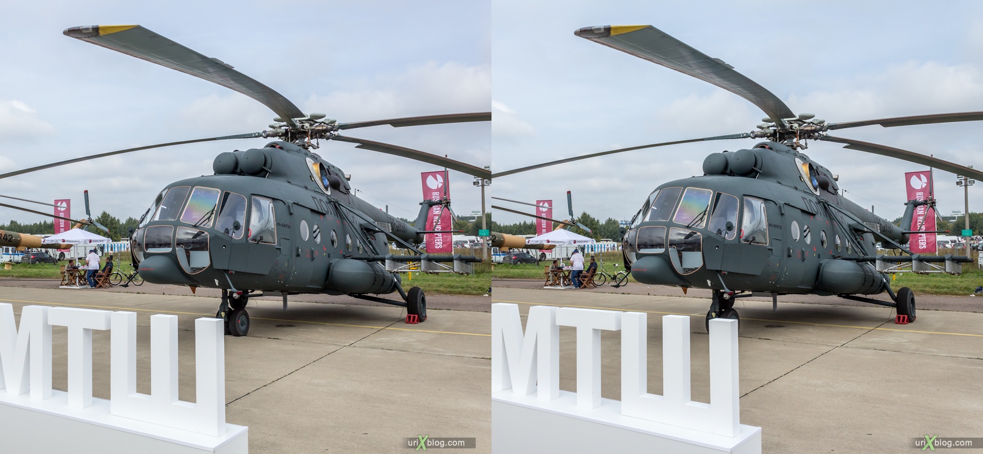 2013, MAKS, International Aviation and Space Salon, Russia, Ramenskoye airfield, Mi-8AMTSh, helicopter, 3D, stereo pair, cross-eyed, crossview, cross view stereo pair, stereoscopic