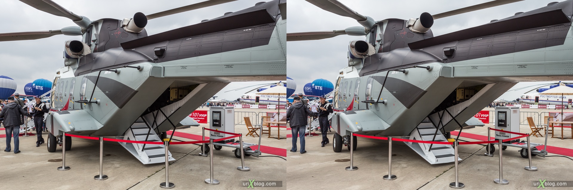 2013, MAKS, International Aviation and Space Salon, Russia, Ramenskoye airfield, Aw101 vvip, helicopter, 3D, stereo pair, cross-eyed, crossview, cross view stereo pair, stereoscopic