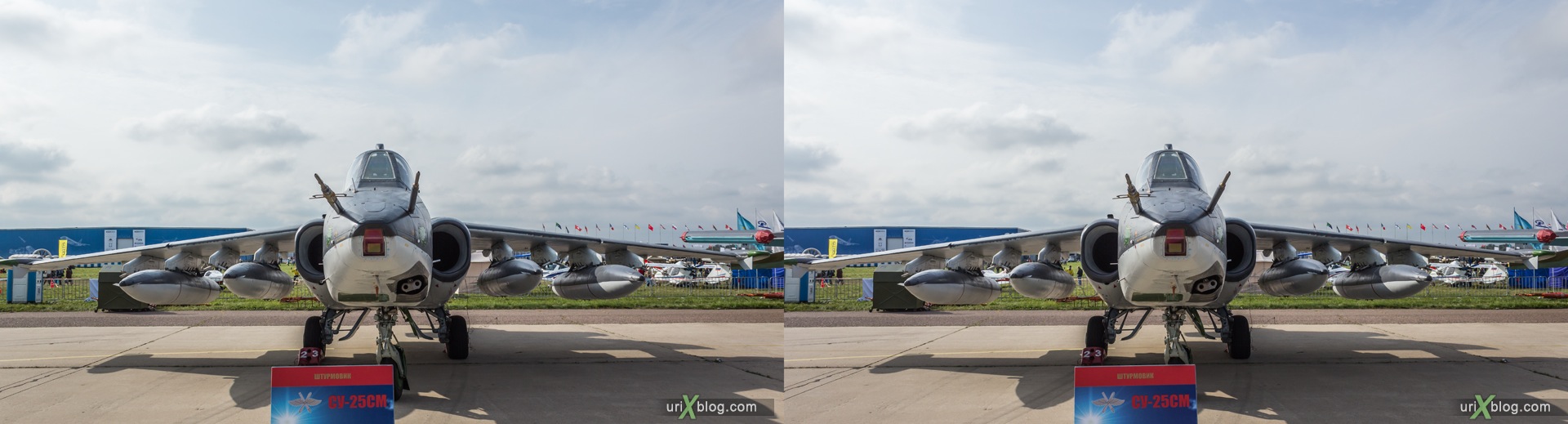 2013, Su-25SM, MAKS, International Aviation and Space Salon, Russia, Soviet, USSR, Ramenskoye airfield, airplane, 3D, stereo pair, cross-eyed, crossview, cross view stereo pair, stereoscopic
