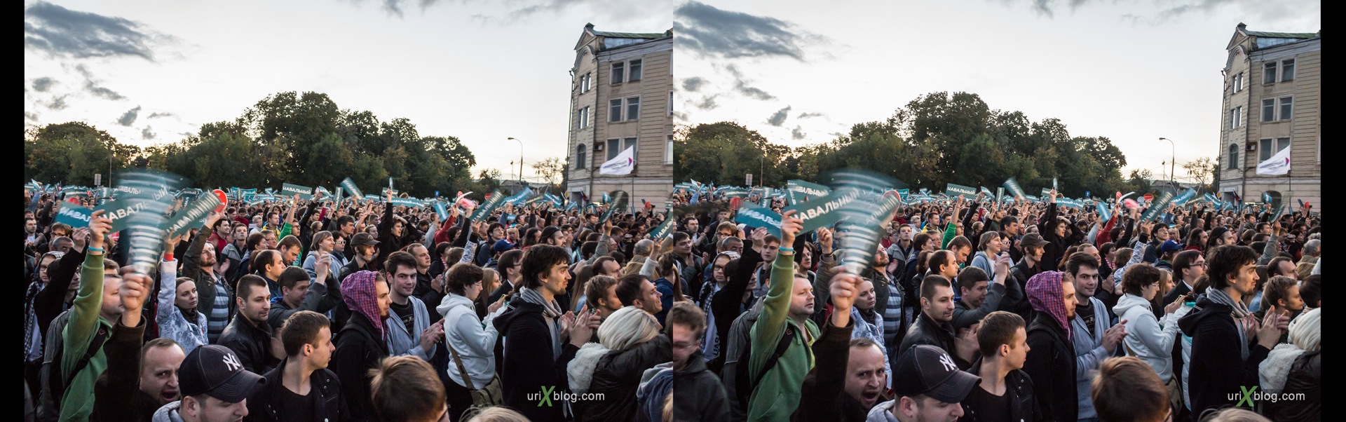2013, Russia, Moscow, meeting, rally, elections, Aleksei Navalny, people, 3D, stereo pair, cross-eyed, crossview, cross view stereo pair, stereoscopic