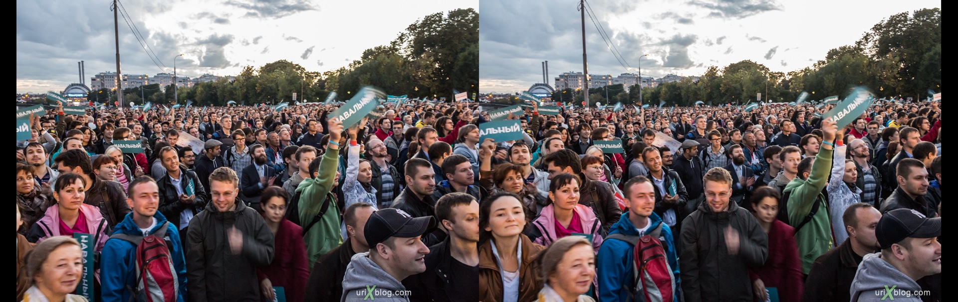2013, Russia, Moscow, meeting, rally, elections, Aleksei Navalny, people, 3D, stereo pair, cross-eyed, crossview, cross view stereo pair, stereoscopic