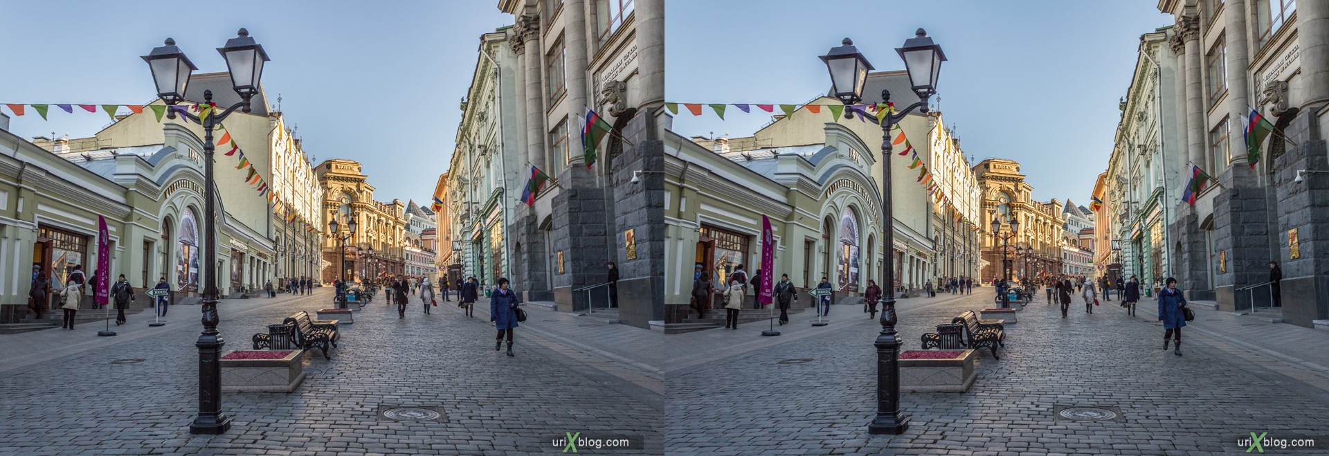 2013, Moscow, Russia, Kuznetsky most, street, new pedestrian zone, 3D, stereo pair, cross-eyed, crossview, cross view stereo pair, stereoscopic