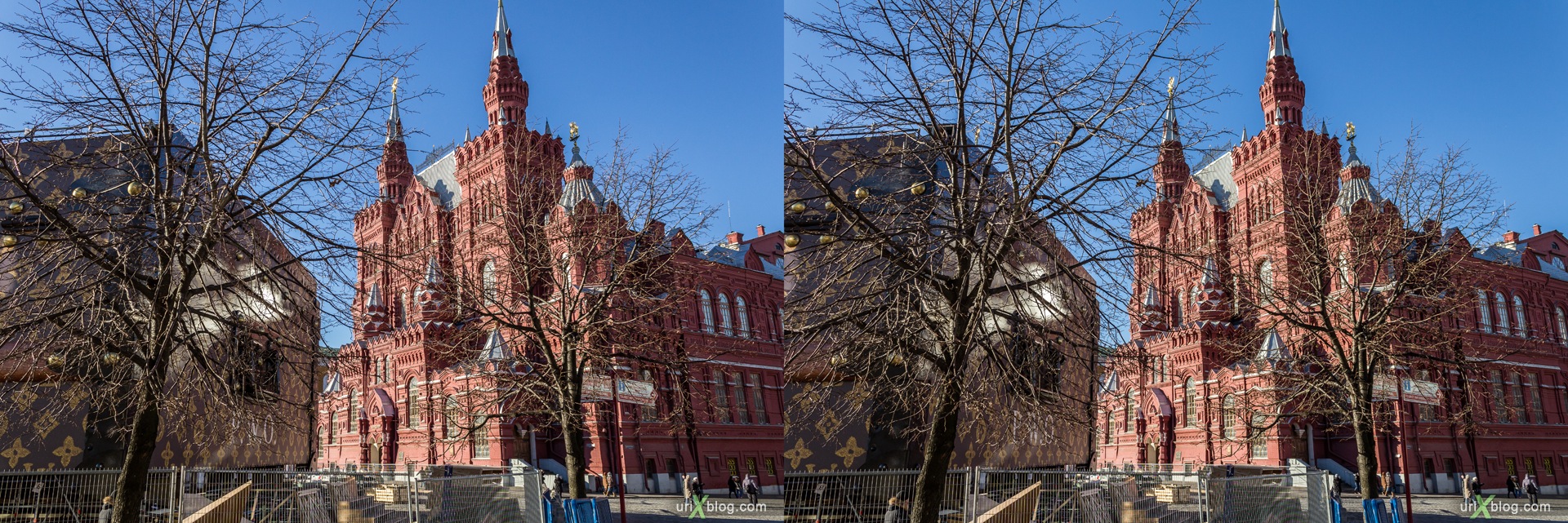 2013, Moscow, Russia, Red Square, street, new pedestrian zone, 3D, stereo pair, cross-eyed, crossview, cross view stereo pair, stereoscopic