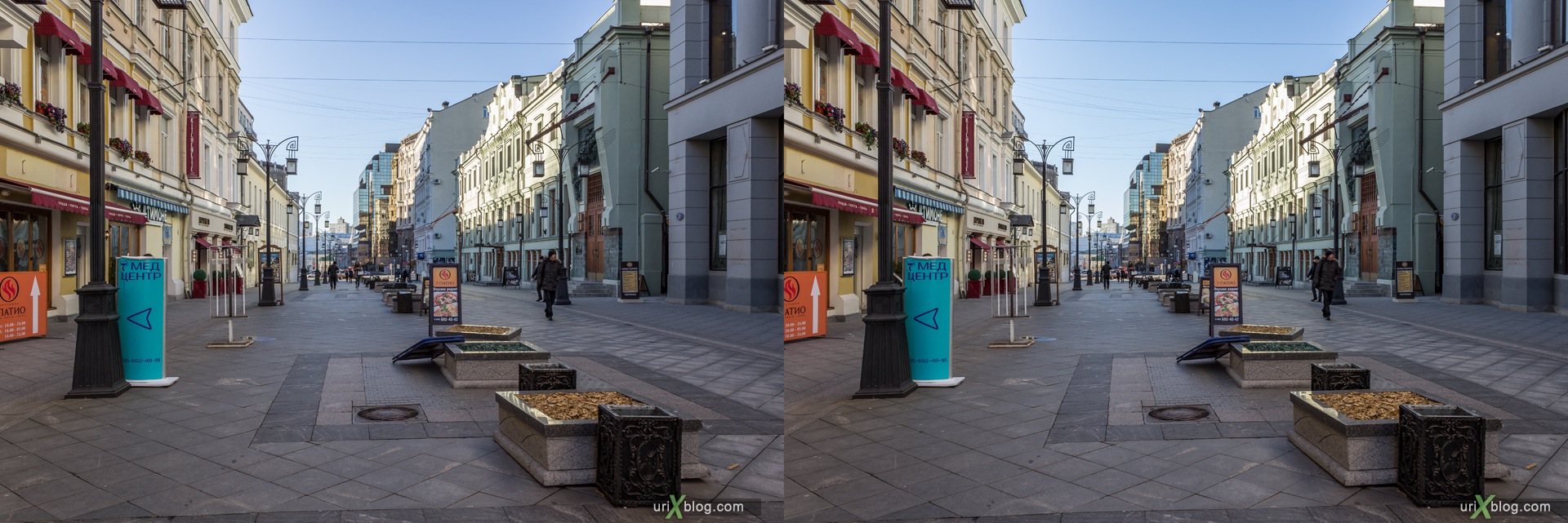 2013, Moscow, Russia, Kamergersky alley, street, new pedestrian zone, 3D, stereo pair, cross-eyed, crossview, cross view stereo pair, stereoscopic