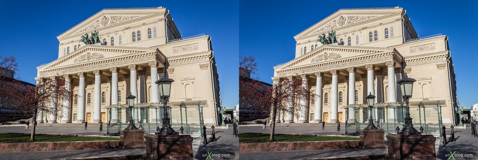 2013, Moscow, Russia, Teatralnaya square, Theatre square, Bolshow theatre, Grand theatre, 3D, stereo pair, cross-eyed, crossview, cross view stereo pair, stereoscopic