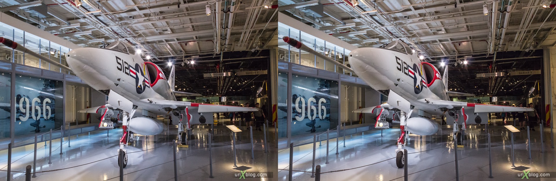 2013, USA, NYC, New York, aircraft carrier Intrepid museum, A-4 Skyhawk, sea, air, space, ship, submarine, aircraft, airplane, helicopter, military, 3D, stereo pair, cross-eyed, crossview, cross view stereo pair, stereoscopic