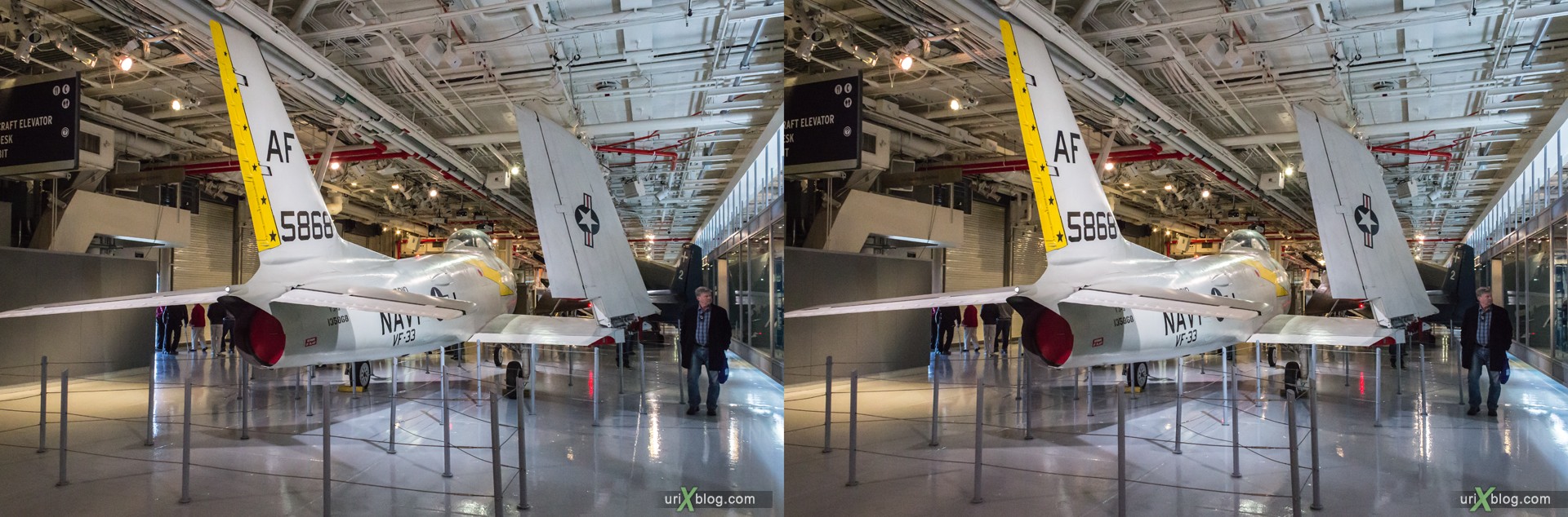 2013, USA, NYC, New York, aircraft carrier Intrepid museum, FJ-3 Fury, sea, air, space, ship, submarine, aircraft, airplane, helicopter, military, 3D, stereo pair, cross-eyed, crossview, cross view stereo pair, stereoscopic