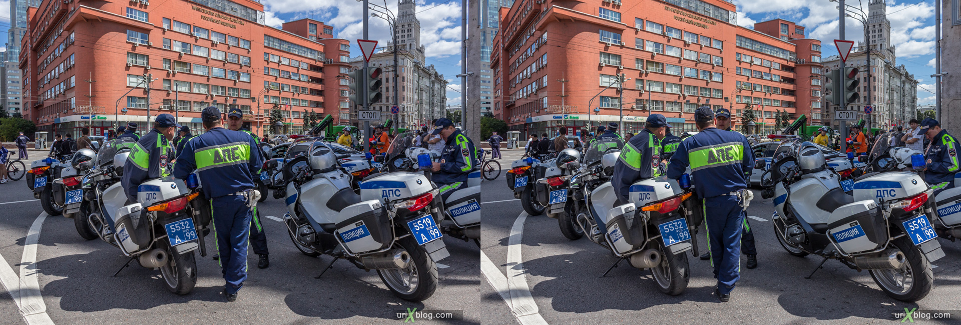 2014, bicycle, parade, Moscow, Russia, Garden Ring avenue, summer, june, 3D, stereo pair, cross-eyed, crossview, cross view stereo pair, stereoscopic
