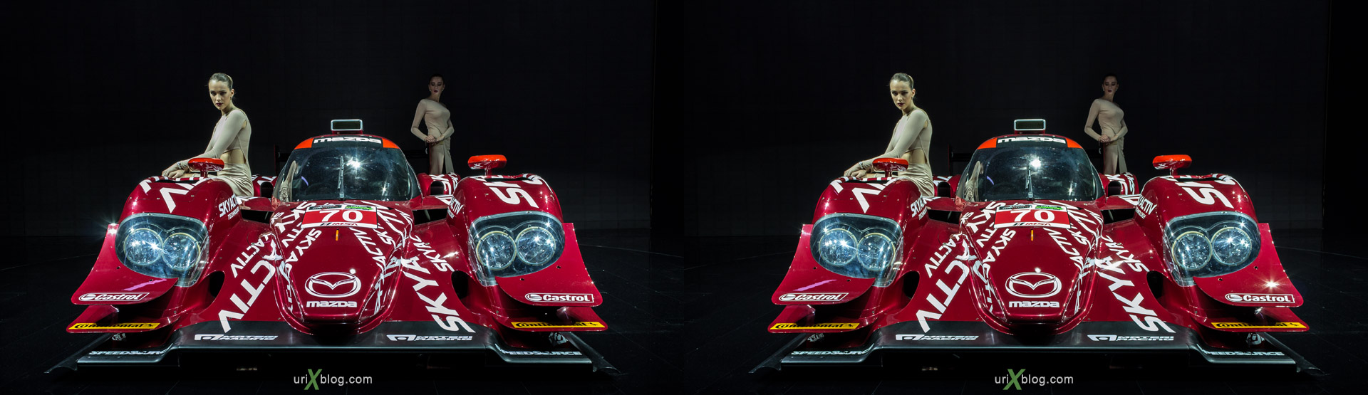2014, Mazda, Moscow International Automobile Salon, MIAS, Crocus Expo, models, girls, Moscow, Russia, augest, 3D, stereo pair, cross-eyed, crossview, cross view stereo pair, stereoscopic