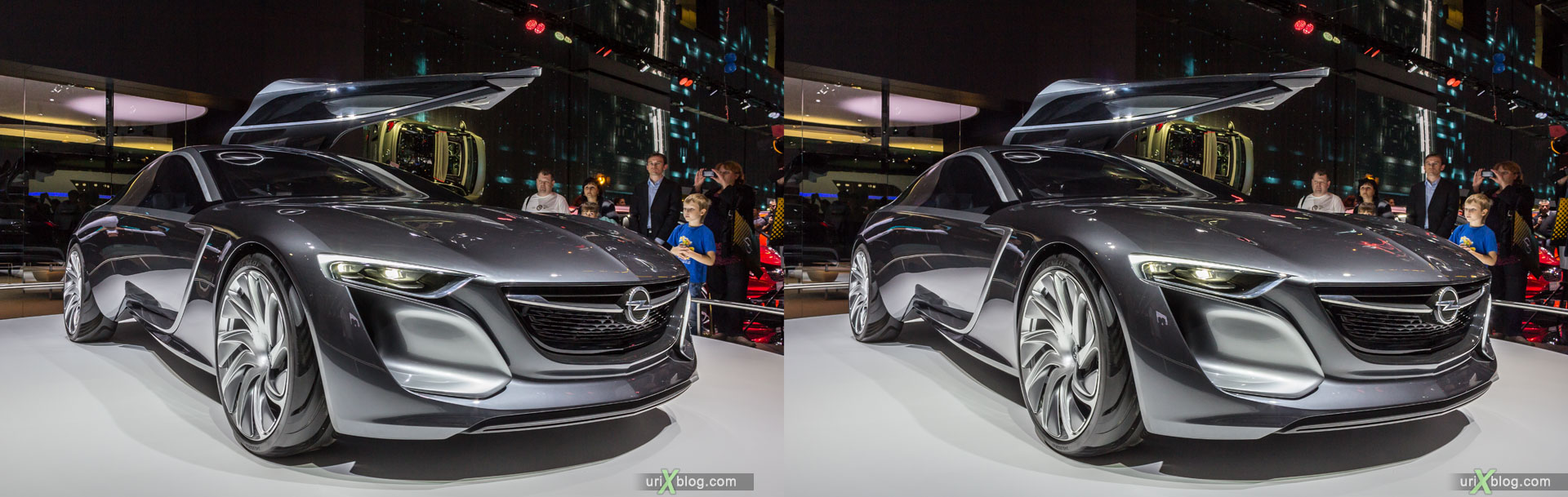 Opel Monza, Moscow International Automobile Salon 2014, MIAS 2014, girls, models, Crocus Expo, Moscow, Russia, 3D, stereo pair, cross-eyed, crossview, cross view stereo pair, stereoscopic, 2014