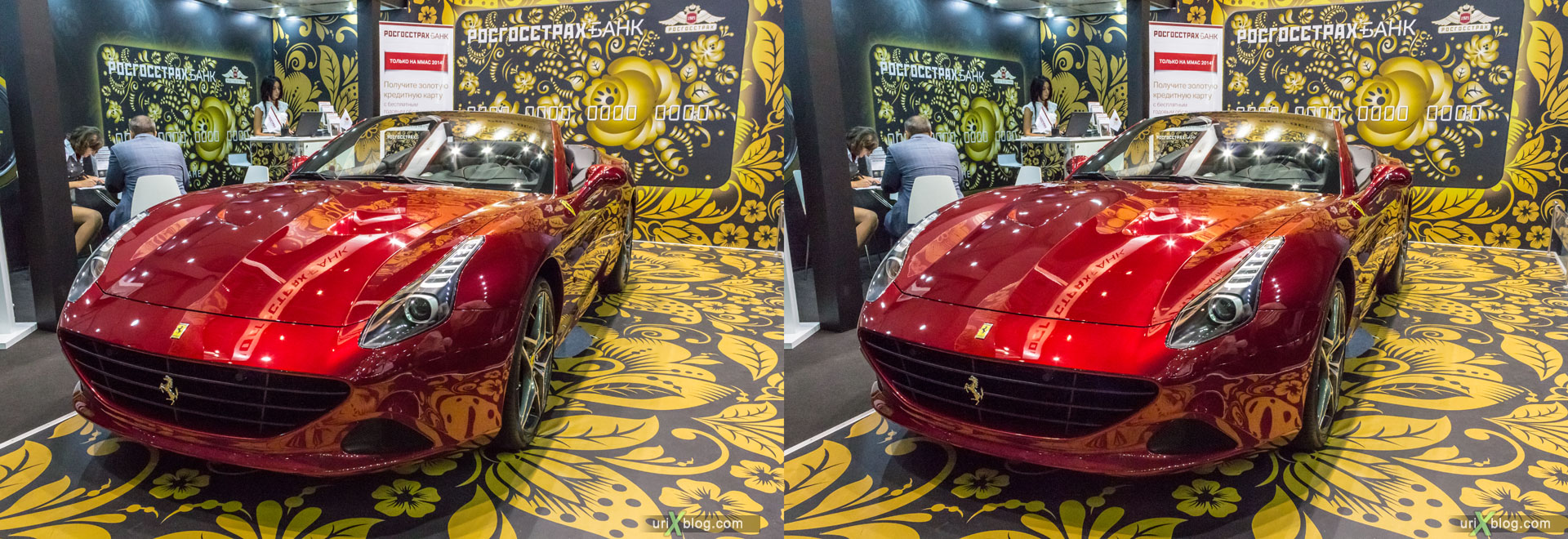 Ferrary, Moscow International Automobile Salon 2014, MIAS 2014, girls, models, Crocus Expo, Moscow, Russia, 3D, stereo pair, cross-eyed, crossview, cross view stereo pair, stereoscopic, 2014