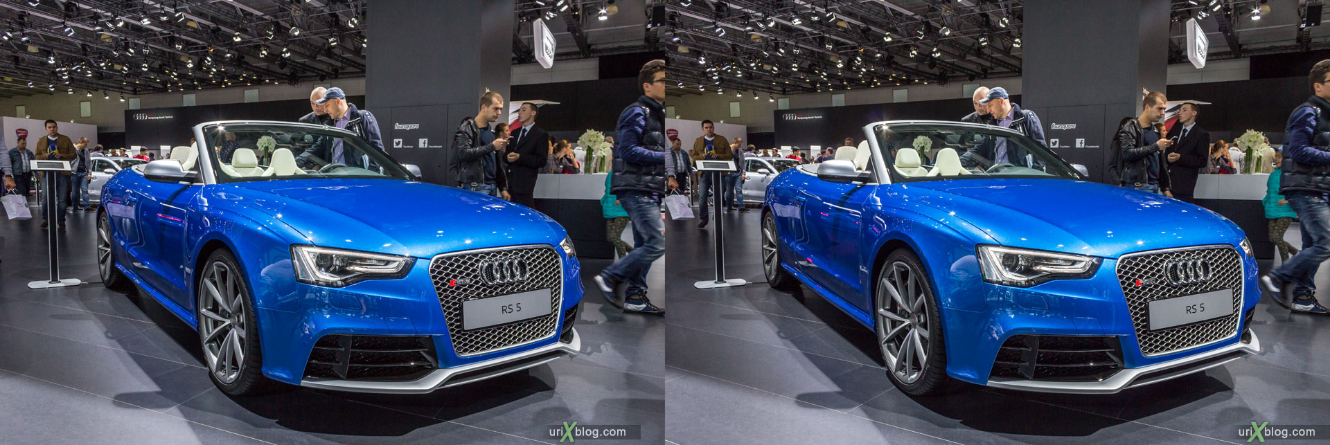 Audi RS 5, Moscow International Automobile Salon 2014, MIAS 2014, girls, models, Crocus Expo, Moscow, Russia, 3D, stereo pair, cross-eyed, crossview, cross view stereo pair, stereoscopic, 2014