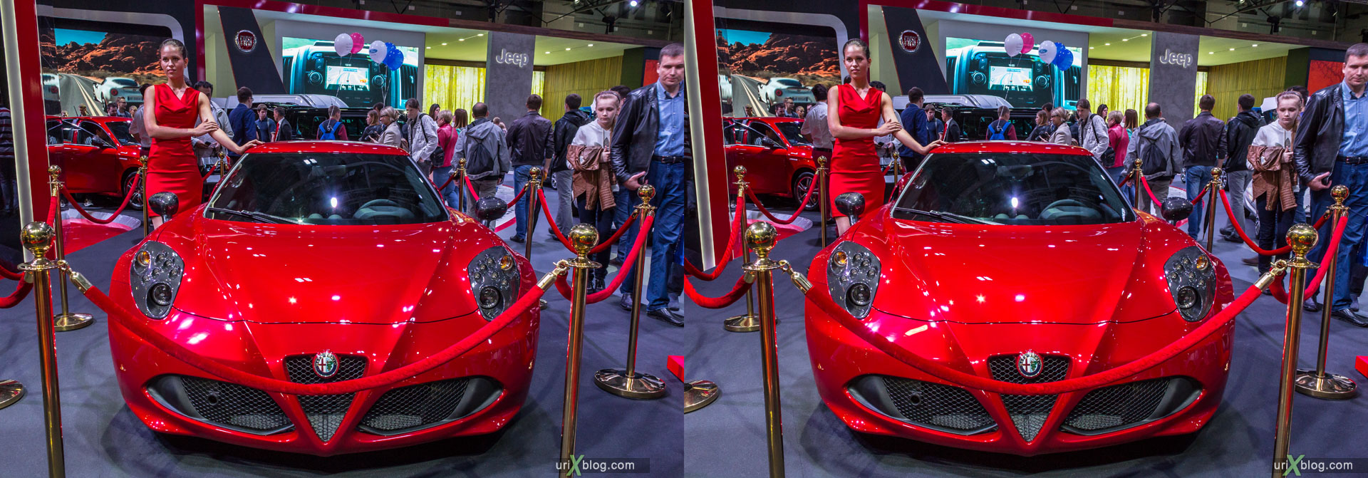 Alfa Romeo, Moscow International Automobile Salon 2014, MIAS 2014, girls, models, Crocus Expo, Moscow, Russia, 3D, stereo pair, cross-eyed, crossview, cross view stereo pair, stereoscopic, 2014