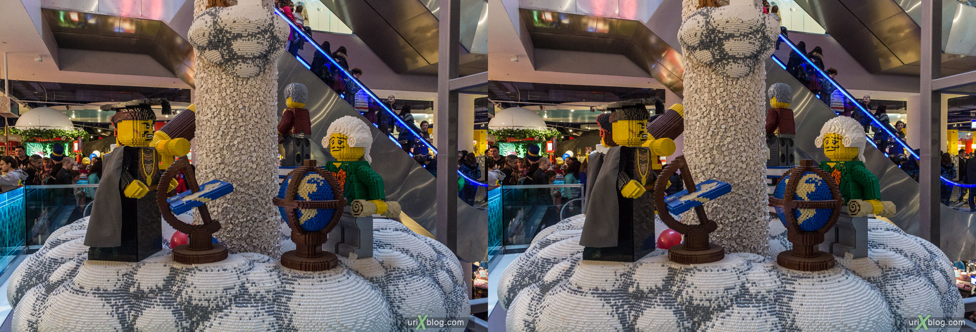 LEGO, Hamleys-World, Central Childrens World, Shop, Store, Lubyanskaya square, Moscow, Russia, 3D, stereo pair, cross-eyed, crossview, cross view stereo pair, stereoscopic, 2015