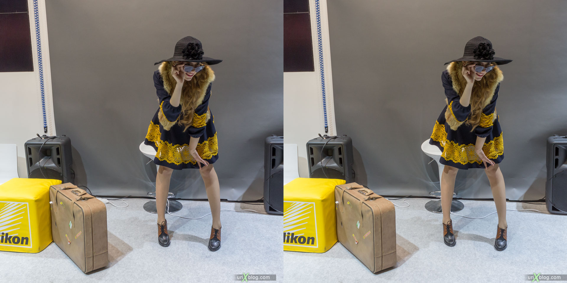 model, girl, Photoforum, exhibition, Crocus Expo, Moscow, Russia, 3D, stereo pair, cross-eyed, crossview, cross view stereo pair, stereoscopic, 2015