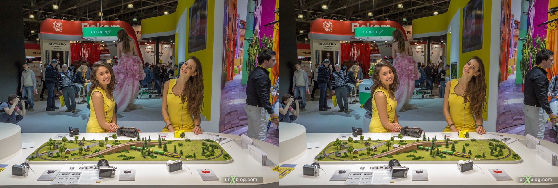 model, girl, Photoforum, exhibition, Crocus Expo, Moscow, Russia, 3D, stereo pair, cross-eyed, crossview, cross view stereo pair, stereoscopic, 2015
