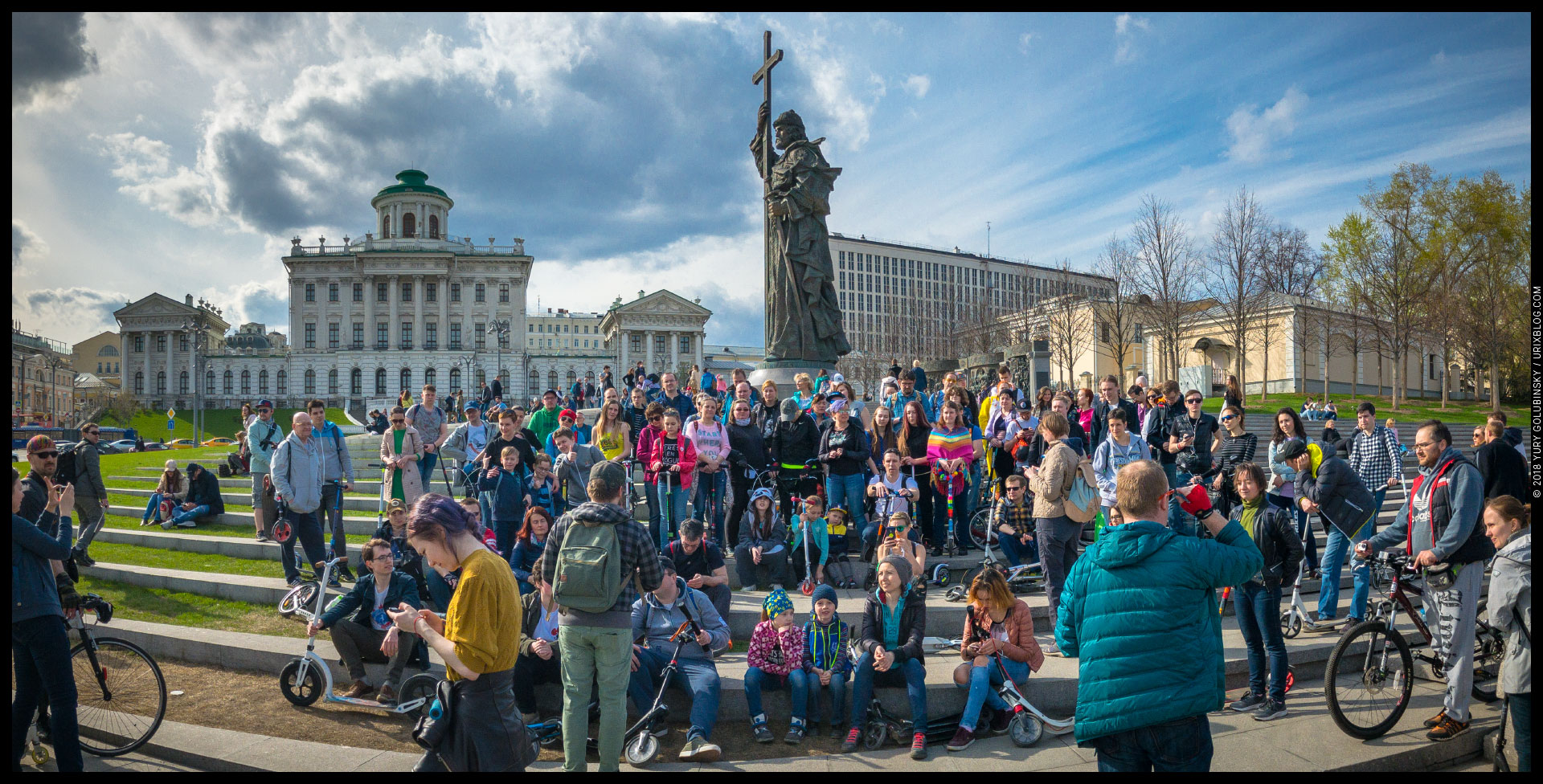Borovitskaya square, Moscow, Russia, 2018, spring, statue