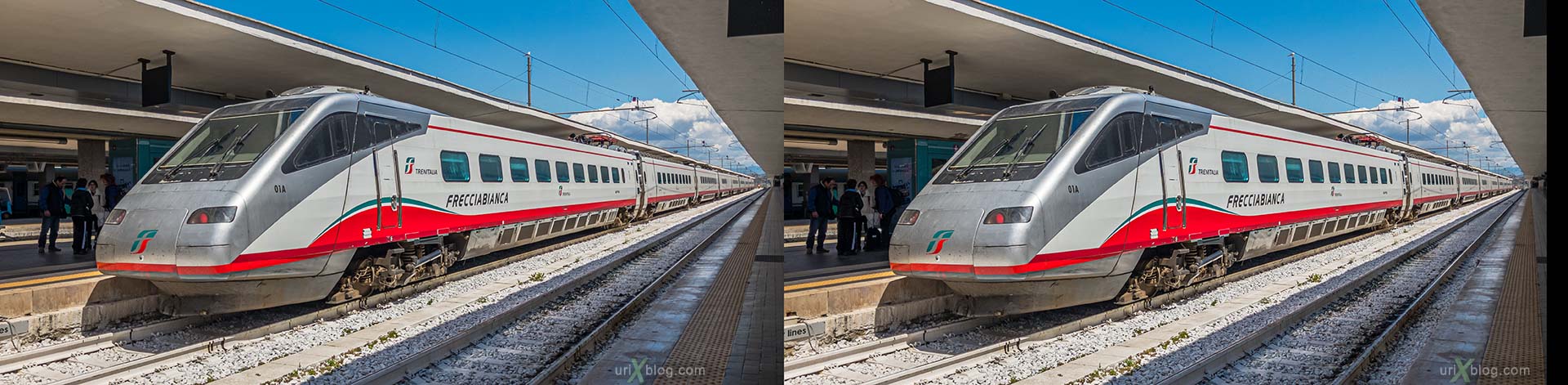 Napoli Centrale, Неаполь, жд вокзал, поезд, электровоз, Италия, 3D, перекрёстная стереопара, стерео, стереопара