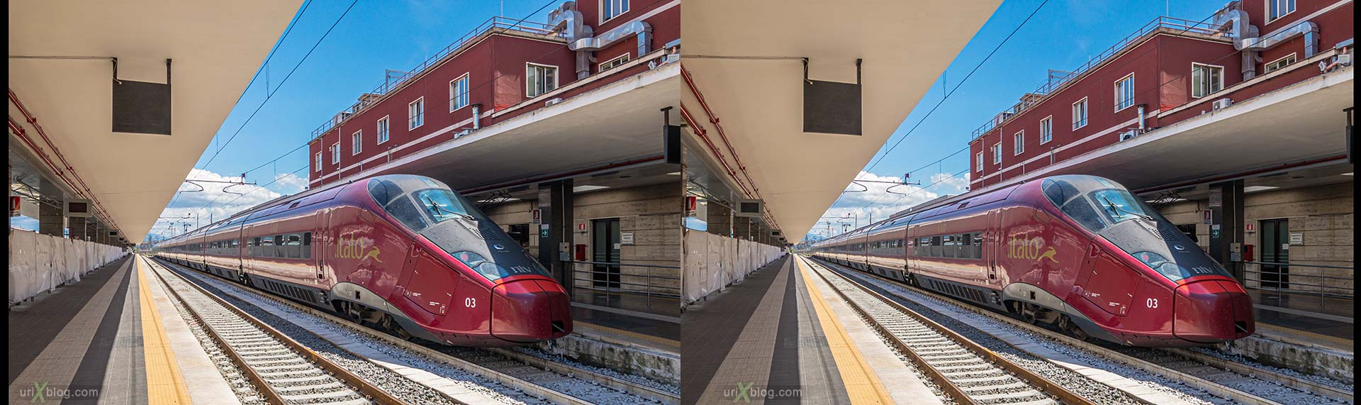 Napoli Centrale, Неаполь, жд вокзал, поезд, электровоз, Италия, 3D, перекрёстная стереопара, стерео, стереопара