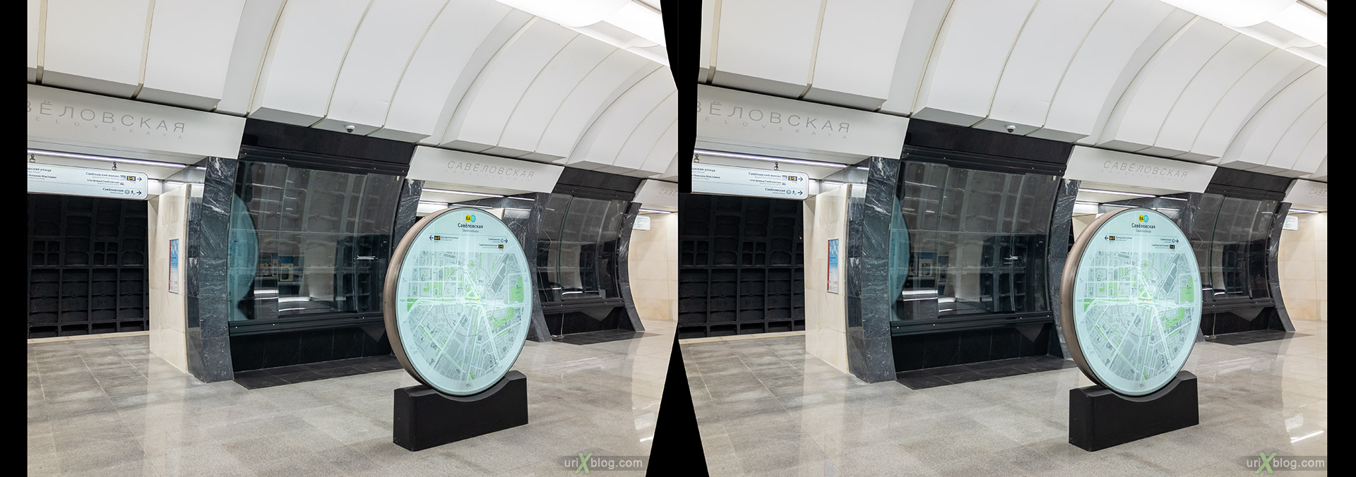 Savyolovskaya BKL, metro station, Bolshaya Koltsevaya line, Moscow, Russia, 3D, stereo pair, cross-eyed, crossview, cross view stereo pair, stereoscopic
