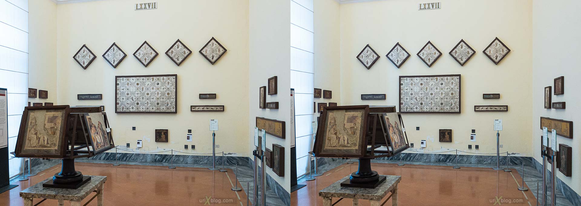 фрески, Национальный археологический музей Неаполя, Древний Рим, Помпеи, выставка, Неаполь, Италия, 3D, перекрёстная стереопара, стерео, стереопара