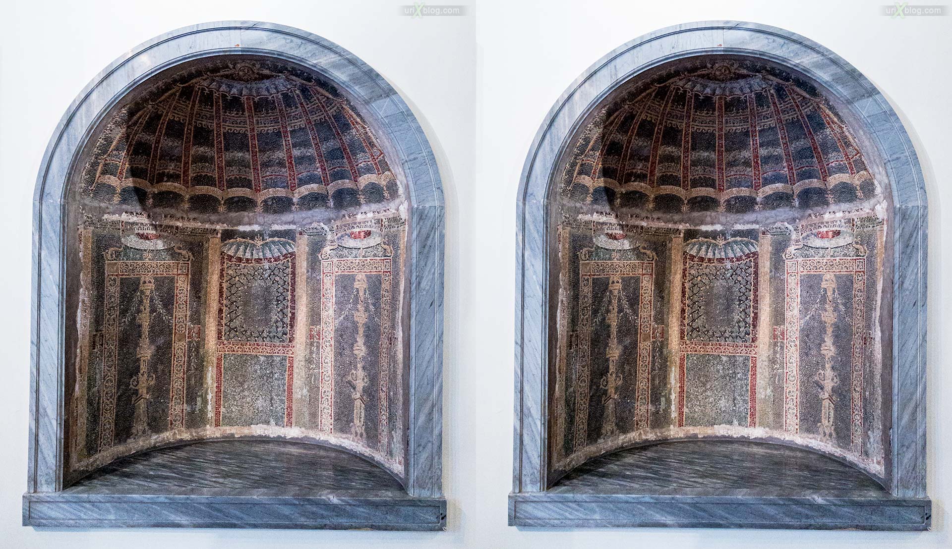 mosaics, National Archaeological Museum of Naples, ancient Rome, Pompei, exhibition, Naples, Italy, 3D, stereo pair, cross-eyed, crossview, cross view stereo pair, stereoscopic
