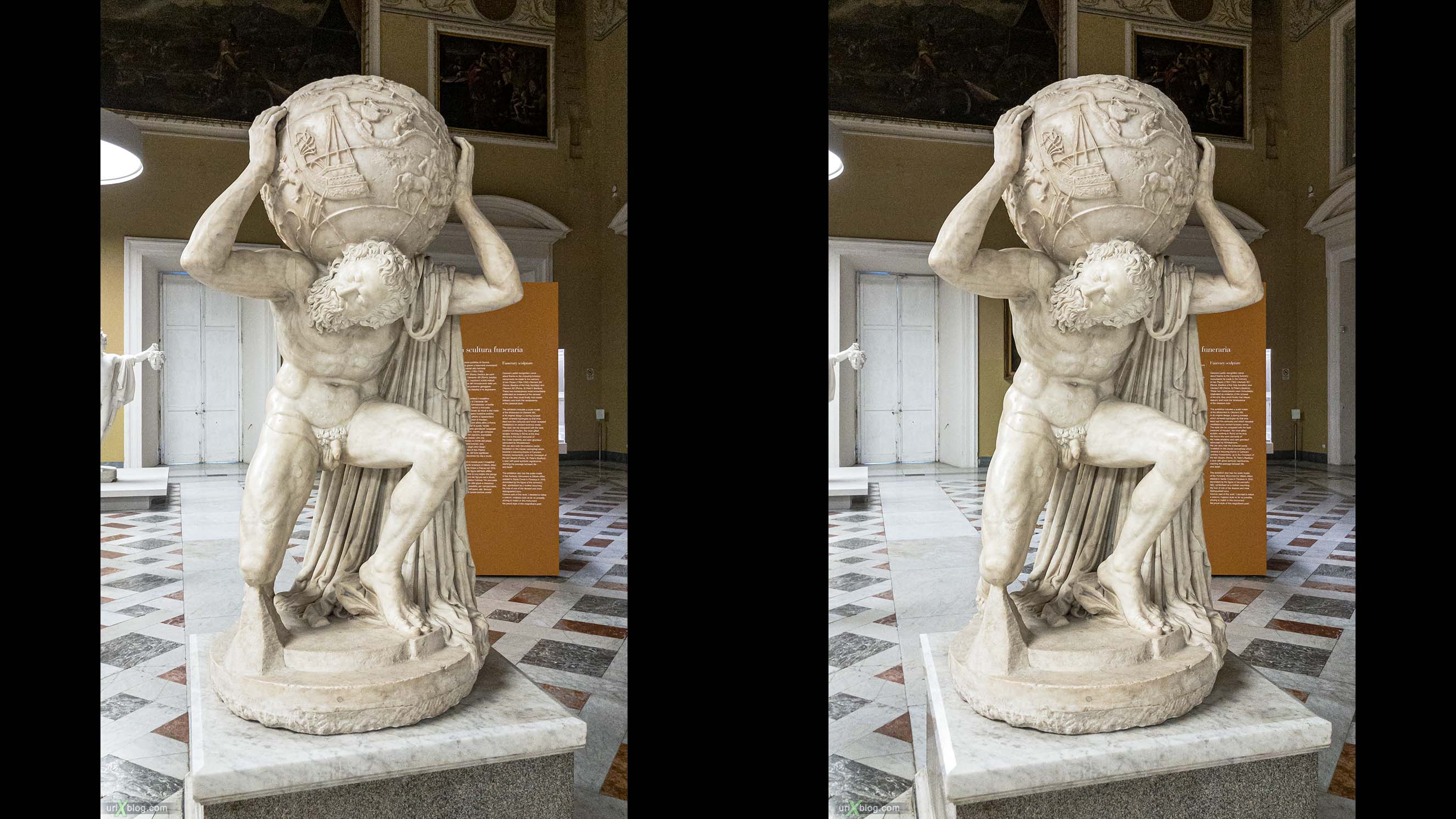 статуя, Национальный археологический музей Неаполя, Древний Рим, Помпеи, выставка, Неаполь, Италия, 3D, перекрёстная стереопара, стерео, стереопара