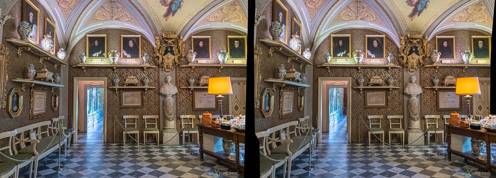 Santa Maria Novella, pharmacy, Florence, Firenze, Italy, 3D, stereo pair, cross-eyed, crossview, cross view stereo pair, stereoscopic