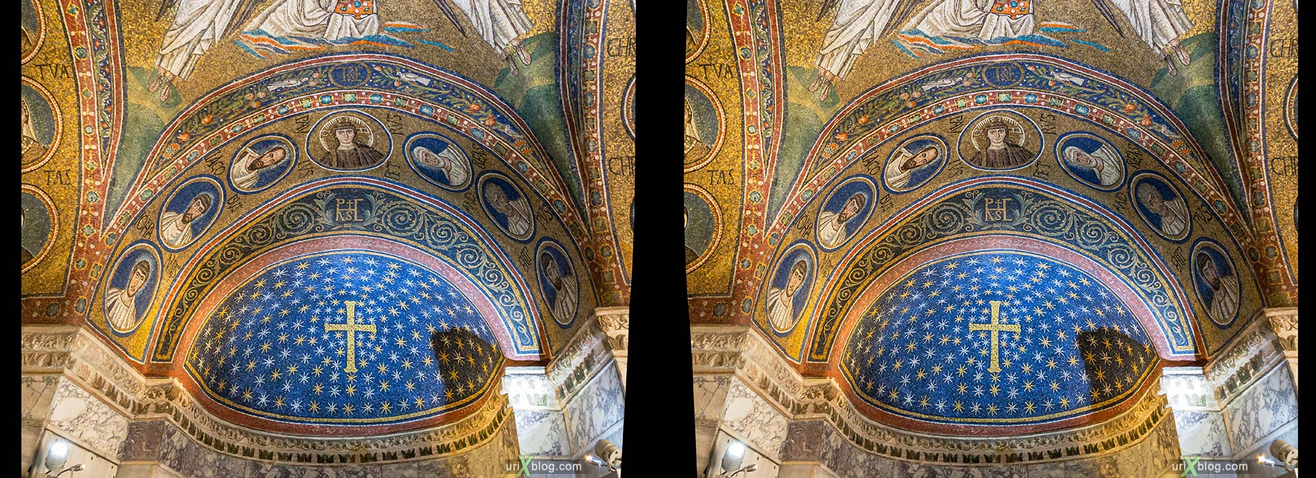 Архиепископская часовня Святого Андрея, мозаика, Равенна, Италия, 3D, перекрёстная стереопара, стерео, стереопара